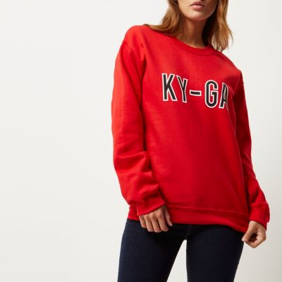 Red slogan jumper